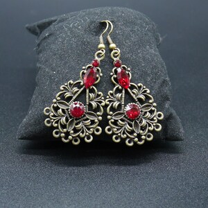 Bronze gothic earrings with crystal of swarovski 画像 6