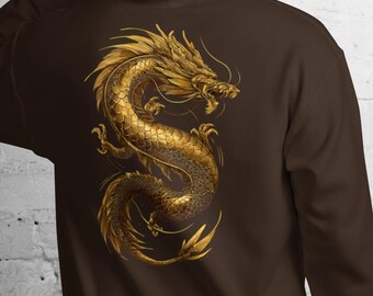 Dragon Hoodie Gift for Him, Unisex Vintage Dragon Sweatshirt, Fantasy Art Hoodie, Cozy Brown Hoodie