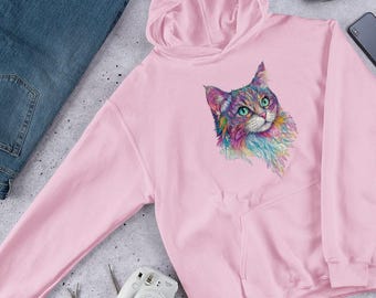 Hoodie met kattenprint – Hoodie voor tieners, cadeaus voor tieners, cadeaus voor meisjes