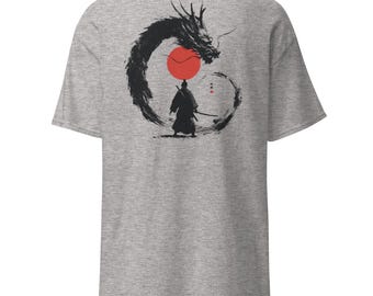 Samurai Dragon T-Shirt, Inner Strength Japanese Ink Art Print