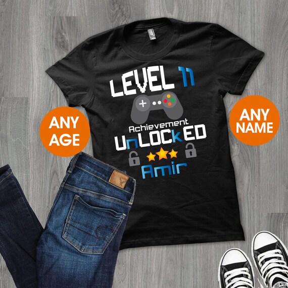 Video Game Shirt 11th Birthday Shirt Level 11 Unlocked | Etsy