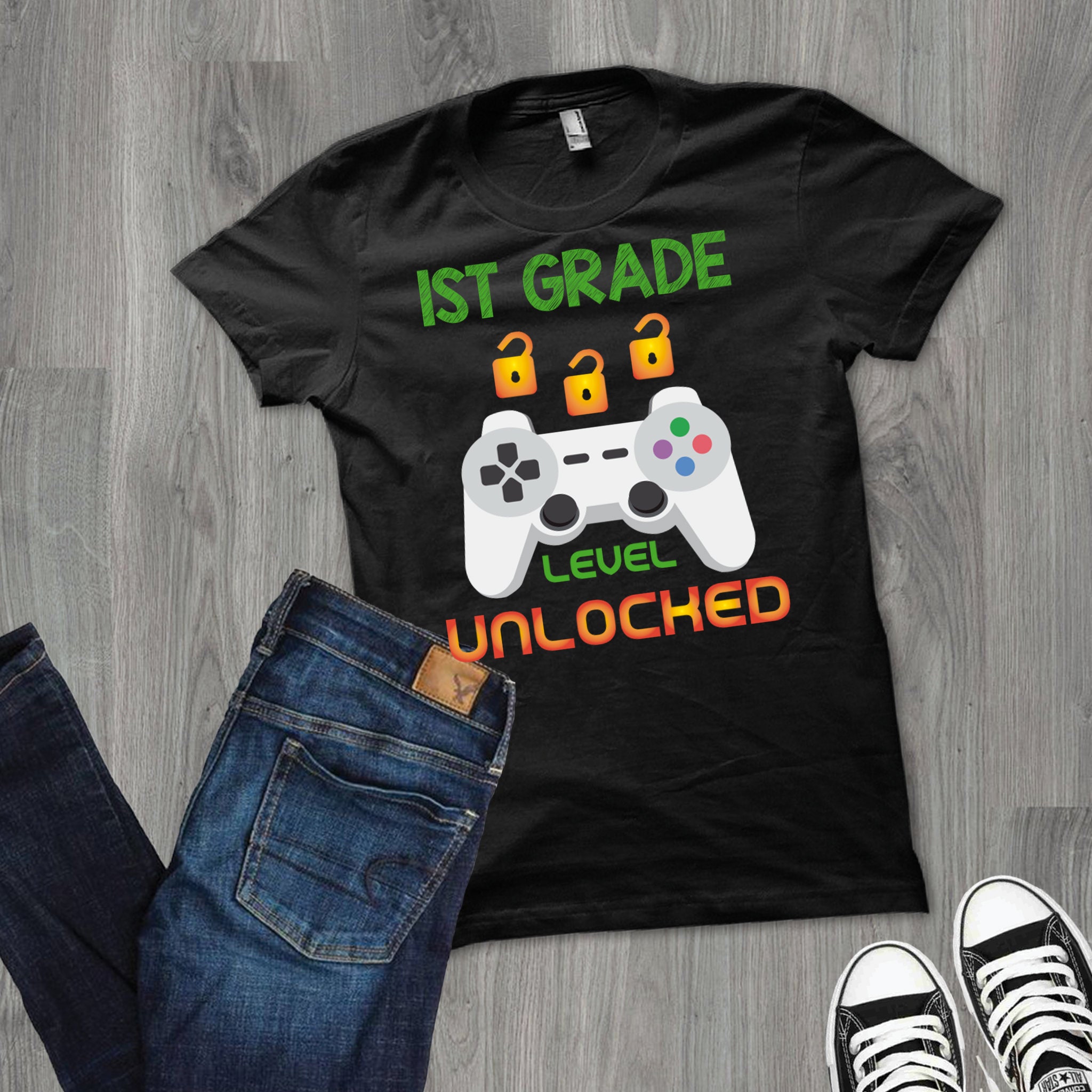 First Day Of School Shirt 1st Grade Level Unlocked Back to | Etsy