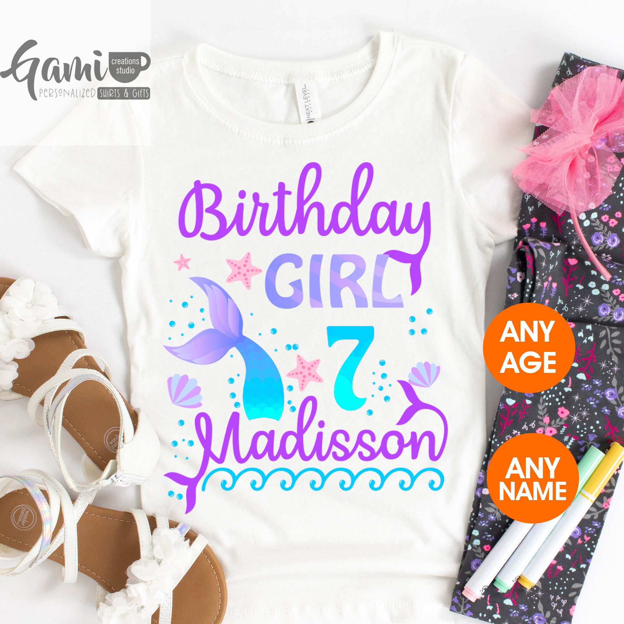 Girls Mermaid Shirt Mermaid Birthday TShirt Mermaid Etsy