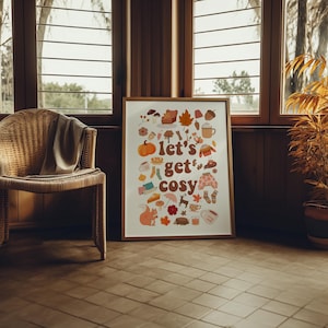Let's Get Cozy Cozy Poster / Home Interior Druck / Maximalistische Dekoration / Bunte Wandkunst Autumnla Herbst Saison Print