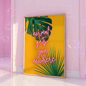 Insegna Al Neon LED 'Normal Gets You Nowhere' Rosa - Decorazione Da Parete 40x25 Cm - 6
