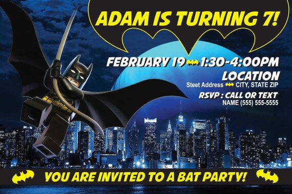 Personnalise Anniversaire Invitations Lego Batman X 5