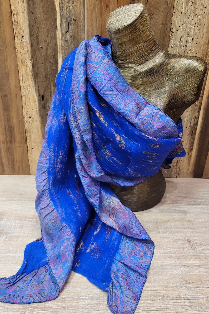 Felt scarf Collage with sari silk image 6