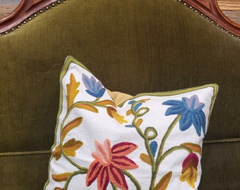 hand embroidered pillow cover