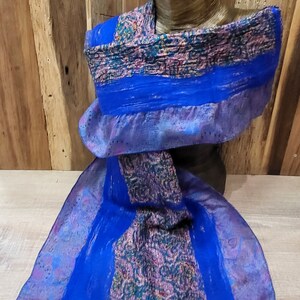 Felt scarf Collage with sari silk image 3