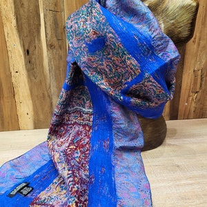 Felt scarf Collage with sari silk image 1