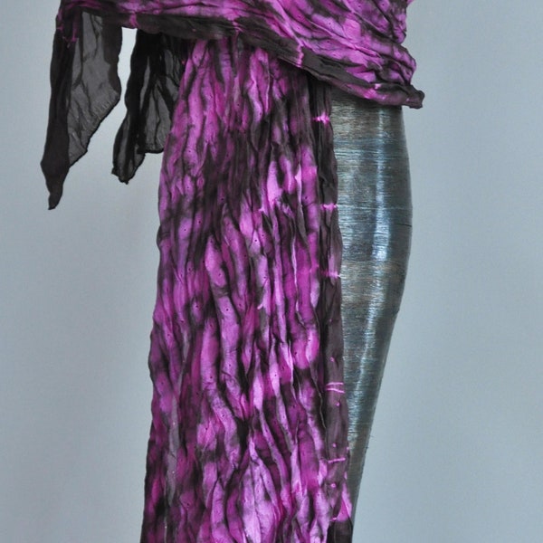 Seidenschal Batik, magenta-