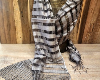 handwoven silk and cotton scarf