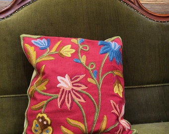 hand embroidered pillow cover