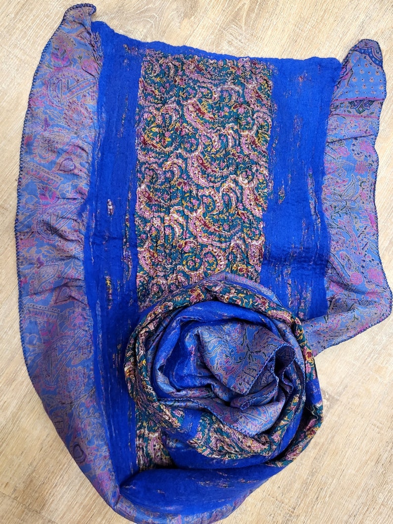 Felt scarf Collage with sari silk image 7