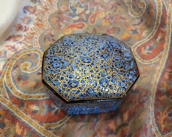 hand-painted papier-maché box with Persian flower motif