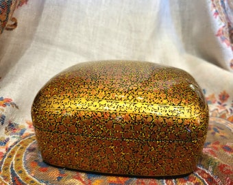 Large hand-painted papier-maché box with Persian flower motif