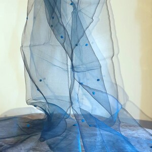 delicate silk scarf, stole with felt balls image 3
