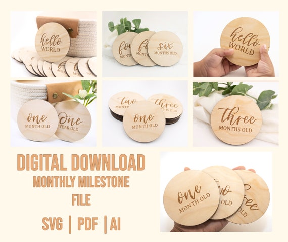 Download Baby Monthly Milestone Wooden Disc Svg Instant Download Baby Etsy