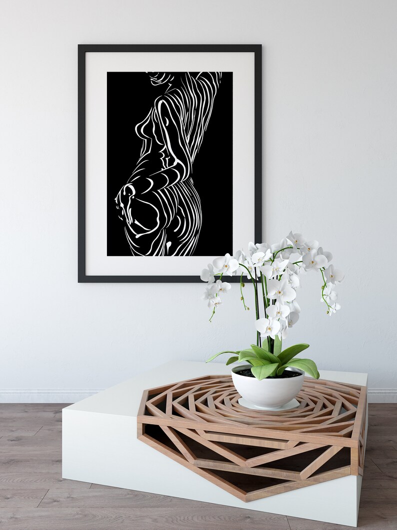 Female Form Line Drawing Printable Wall Art Instant - Etsy