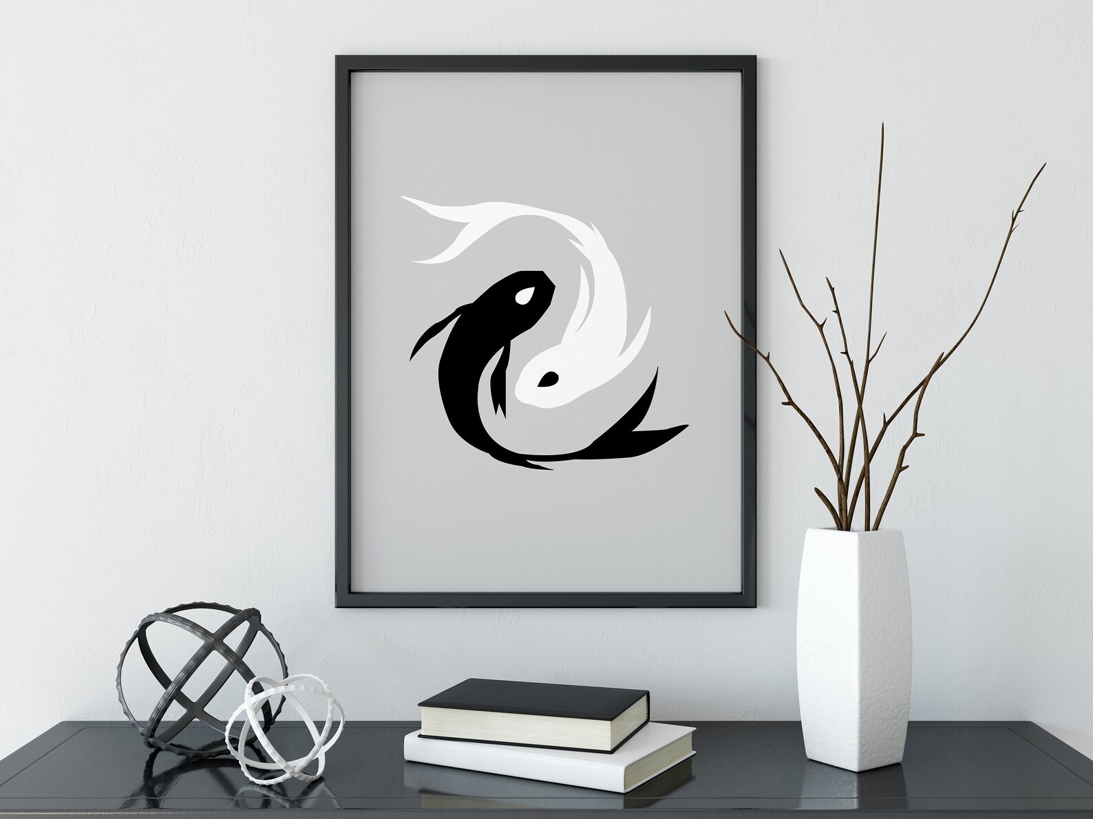 Yin Yang Koi Fish Printable Wall Art Instant Download | Etsy