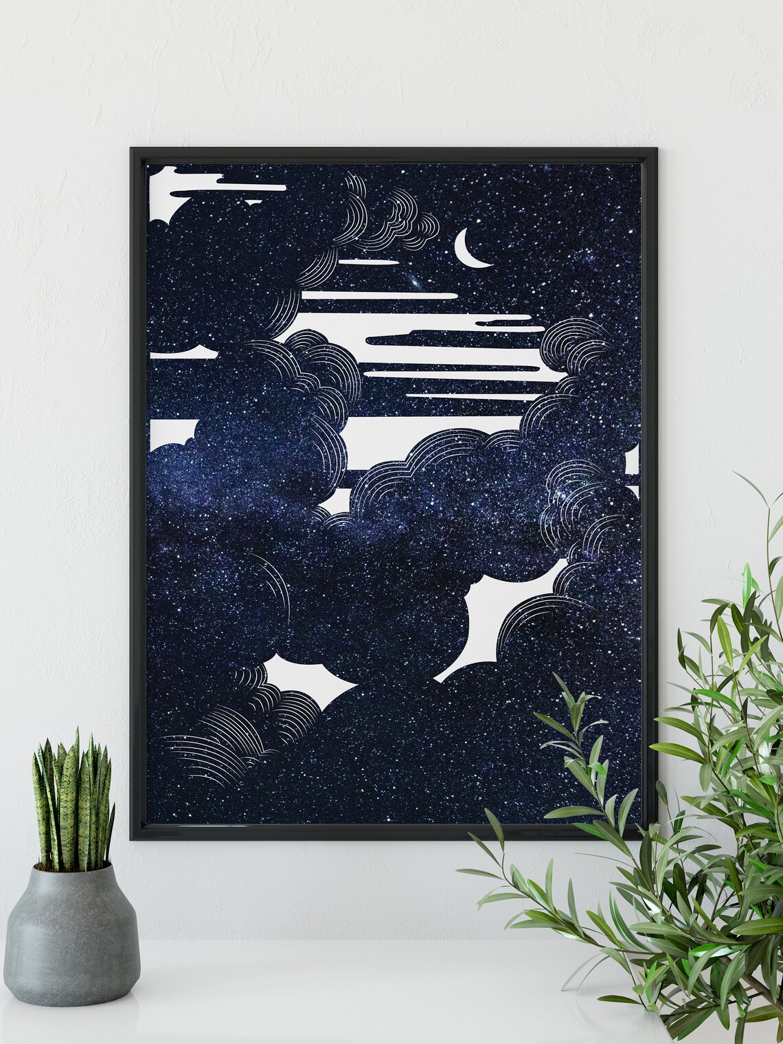 A4 Galaxy Night Sky Printable Wall Art Instant Download Moon | Etsy