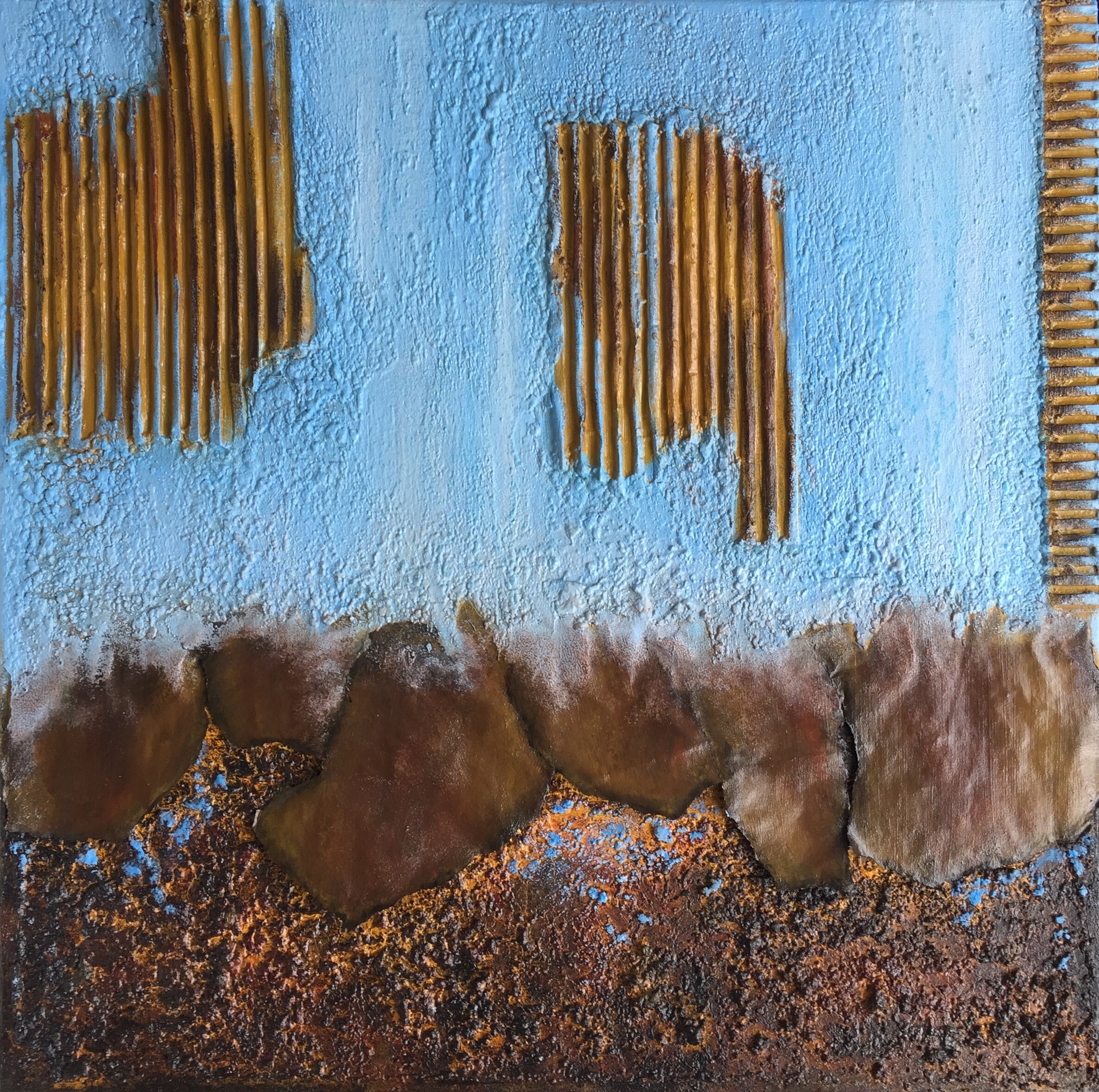 View of Collage Industrial Style Abstract Painting Original Acrylic Texture Art ...