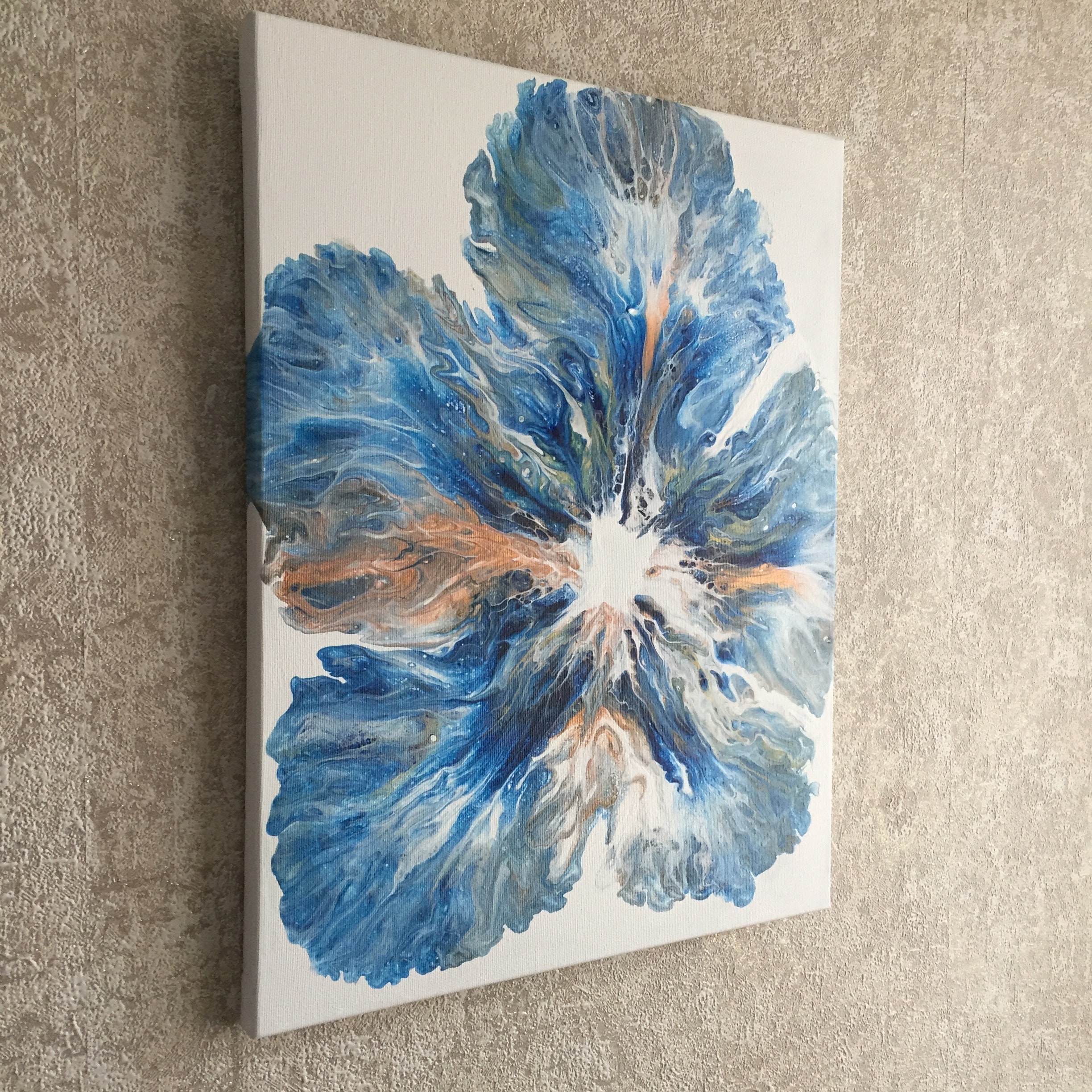 Flowers acrylic pour painting on canvas Dutch pour Fluid art | Etsy