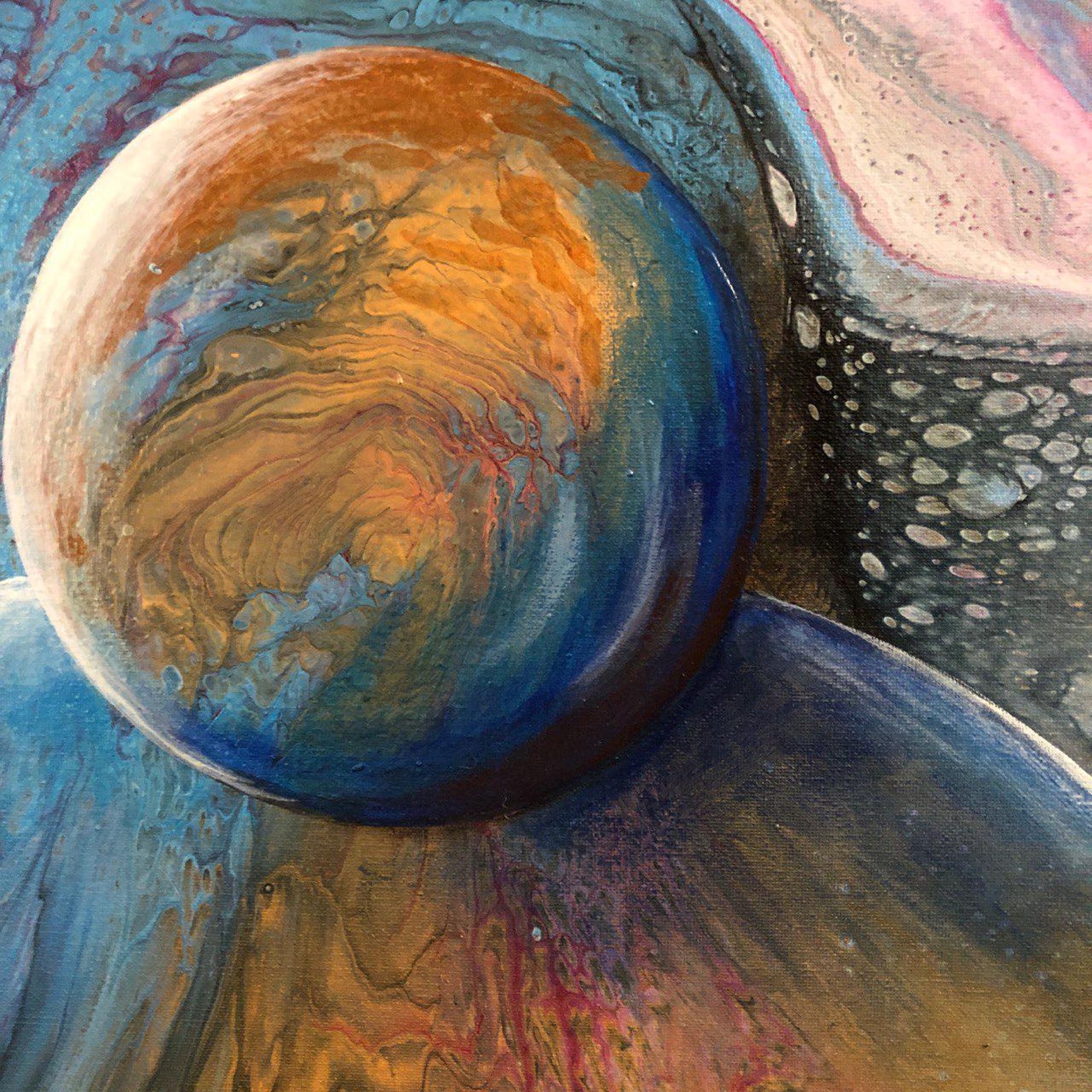 Parade of Planets Acrylic Pour Painting on Canvas Flow Art Abstract Art ...