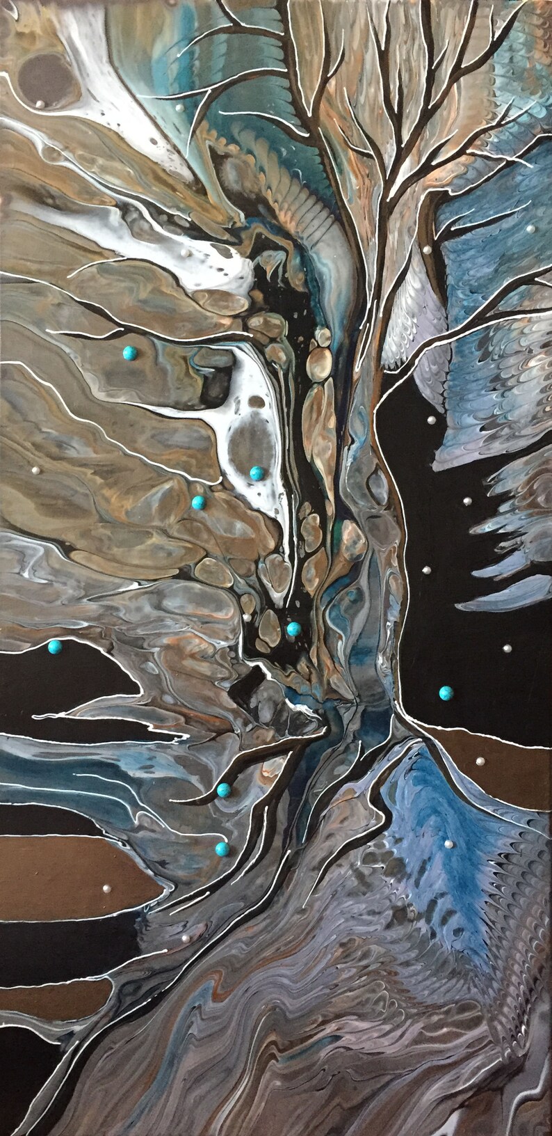 Acrylic Pour Painting on Canvas Mixed Media Fluid Art Abstract Etsy