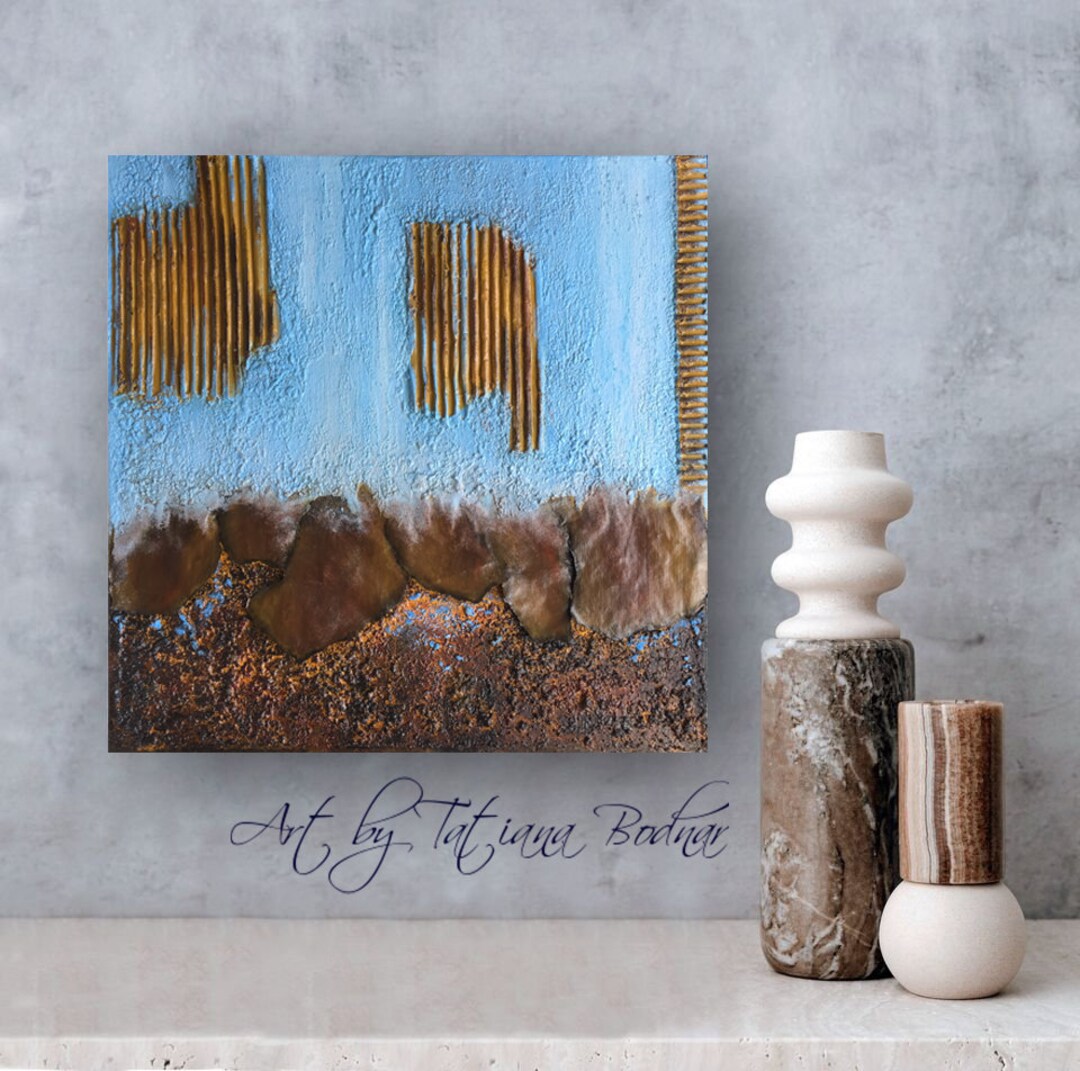 Picture of Collage Industrial Style Abstract Painting Original Acrylic Texture Art ...
