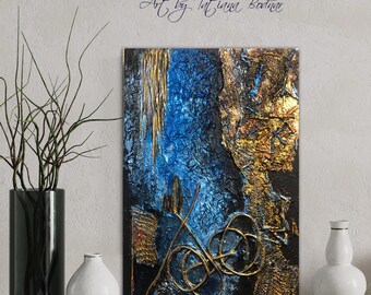 Original texture art on canvas Mixed media Original artwork Abstract painting Wall hanging Small wall art Modern wall decor 12x8"