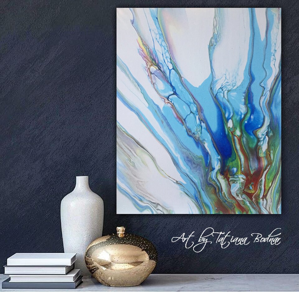 Acrylic Pour Painting on Canvas Flow Art Abstract Art Fluid - Etsy