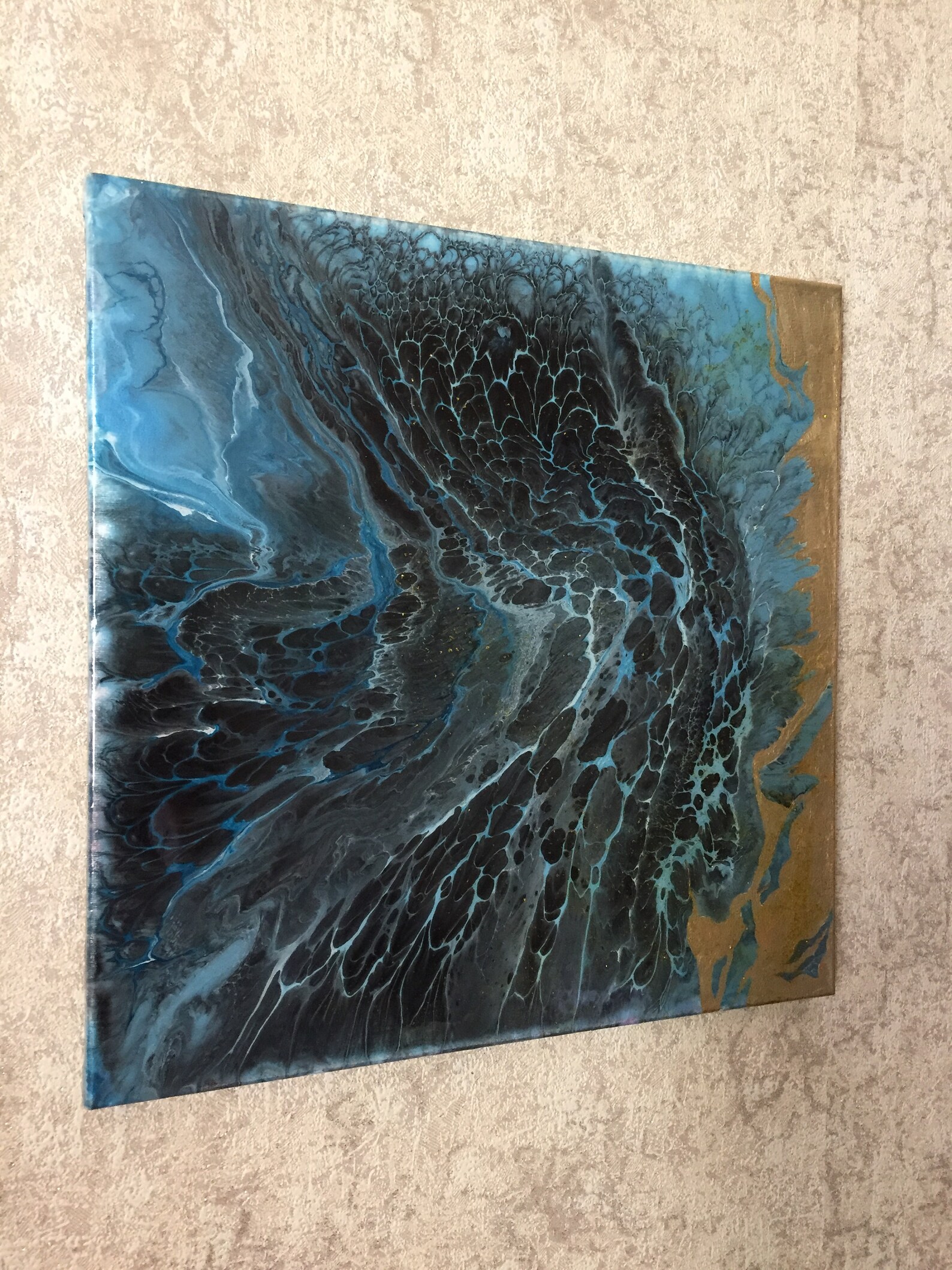 Gold Leaf Painting Acrylic Pour Painting on Canvas Fluid Art - Etsy