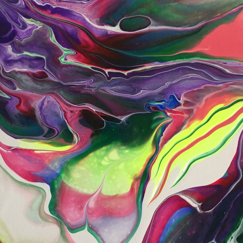 Acrylic Pour Painting on Canvas Fluid Art Pouring Painting Original