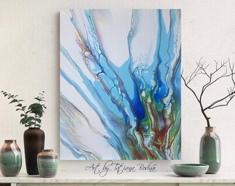 Acrylic pour painting on canvas Flow art Abstract art Fluid art Original painting Pouring art Small wall art Contemporary art 20x16"