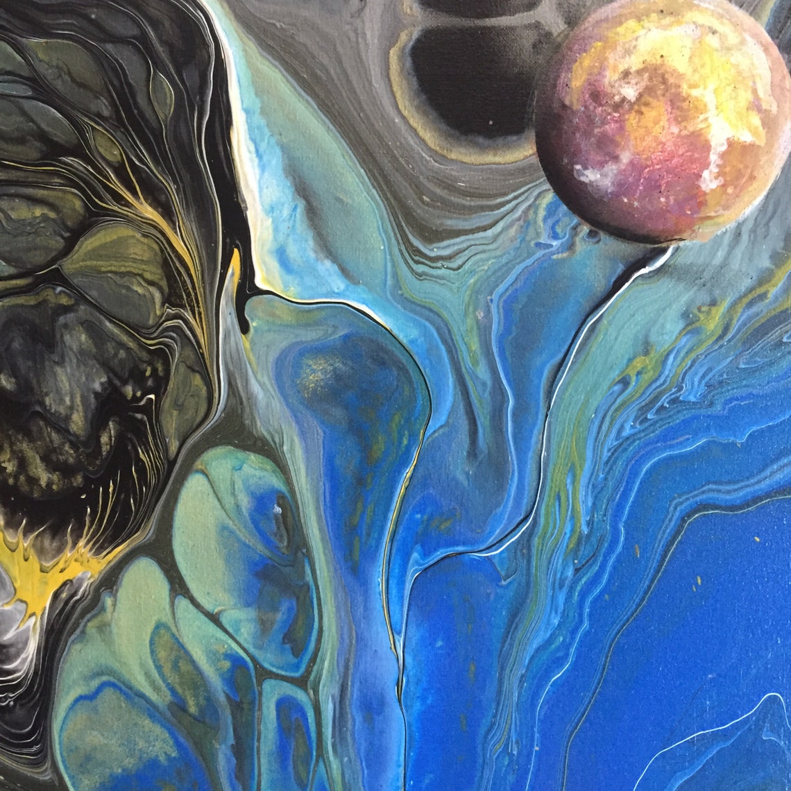 Space Acrylic Pour Painting on Canvas Galaxy Pour Art Fluid - Etsy
