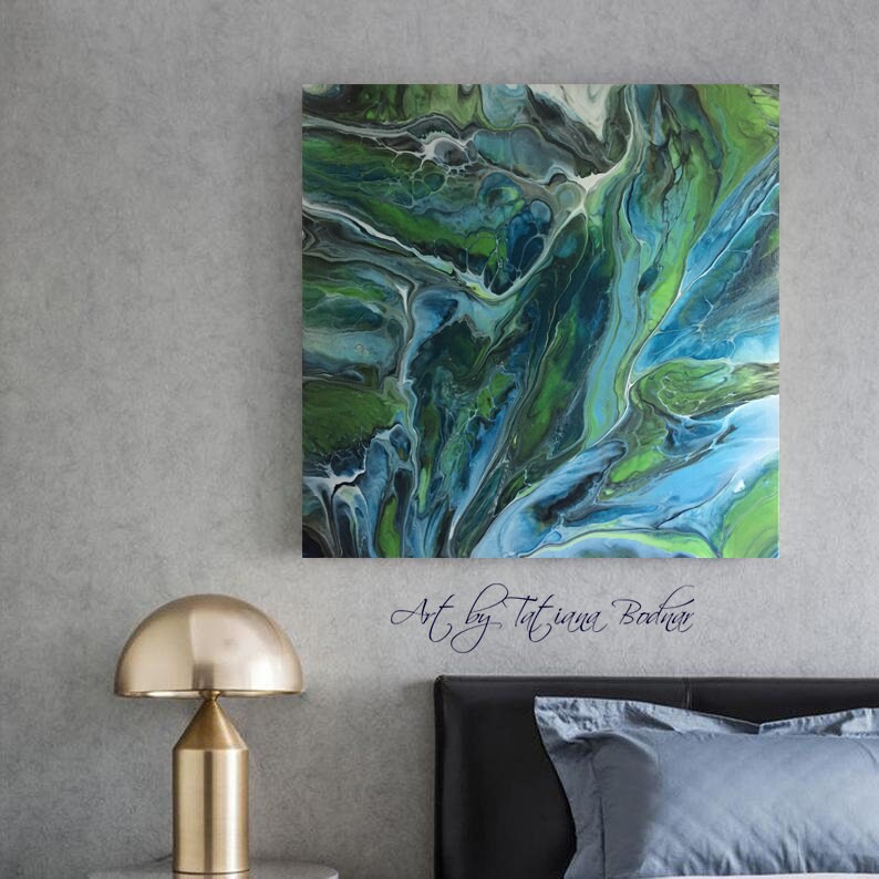 Acrylic Pour Painting on Canvas Fluid Art Original Painting Abstract ...