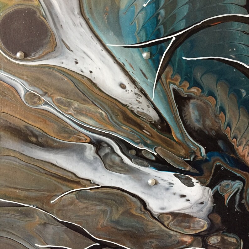 Acrylic Pour Painting on Canvas Mixed Media Fluid Art Abstract Etsy