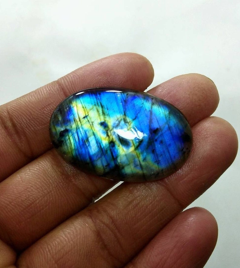 Top Quality Multi Labradorite Oval Cabochons For Jewelry Making,35X22mm,42.40cts...@1802