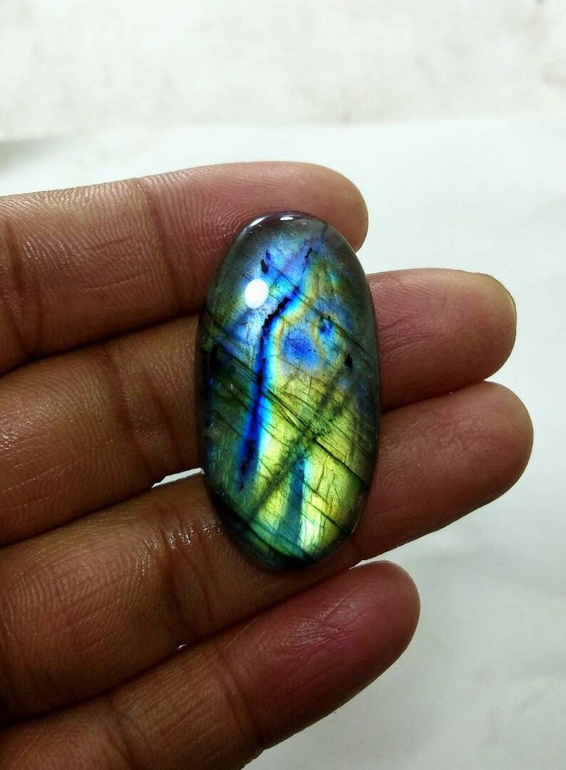 Top Quality Multi Labradorite Oval Cabochon For Jewelry Making,37X19mm,42.80cts...@1794