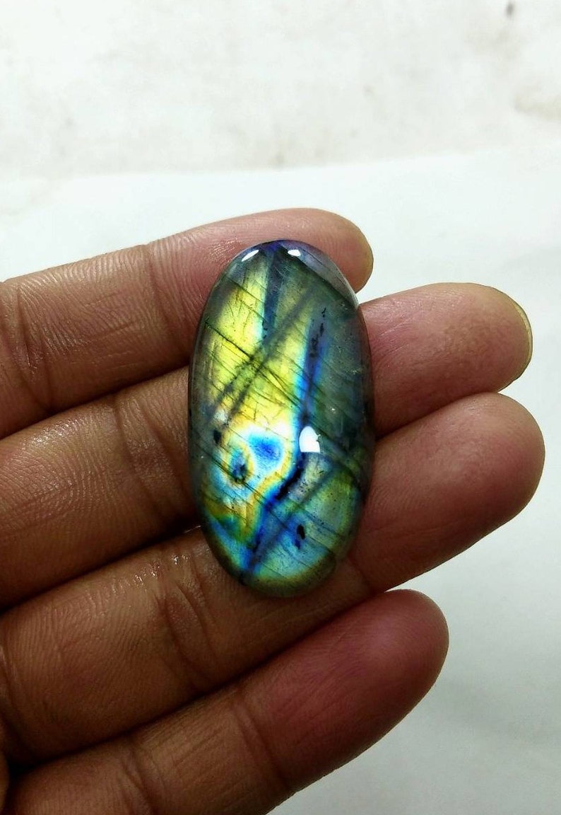 Top Quality Multi Labradorite Oval Cabochon For Jewelry Making,37X19mm,42.80cts...@1794