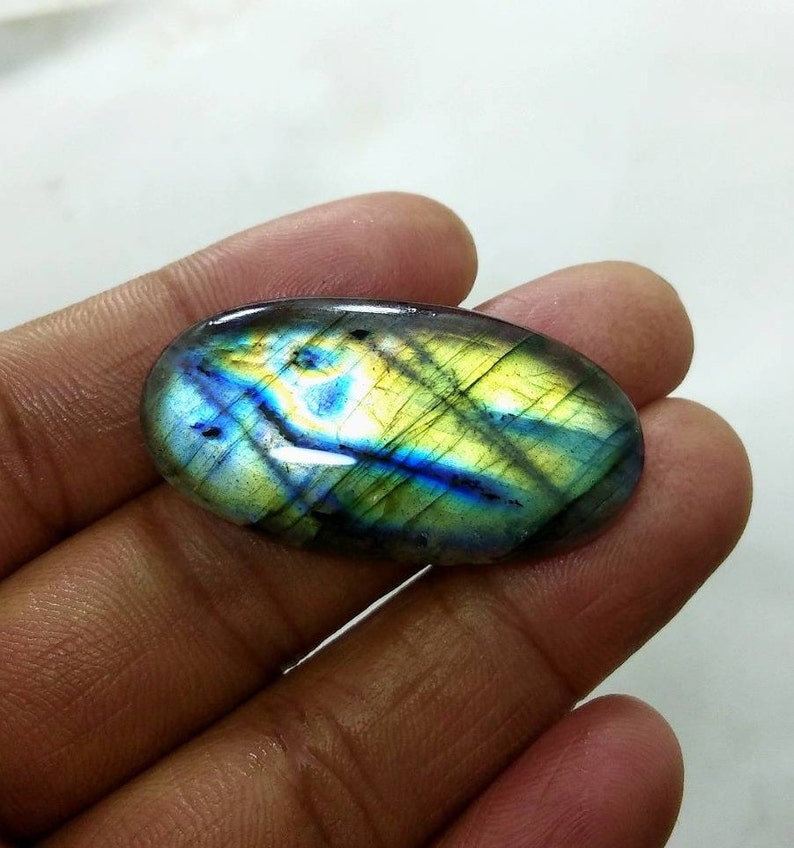 Top Quality Multi Labradorite Oval Cabochon For Jewelry Making,37X19mm,42.80cts...@1794
