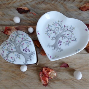 Porcelain heart box Tree of life personalized gift for wedding or engagement image 6