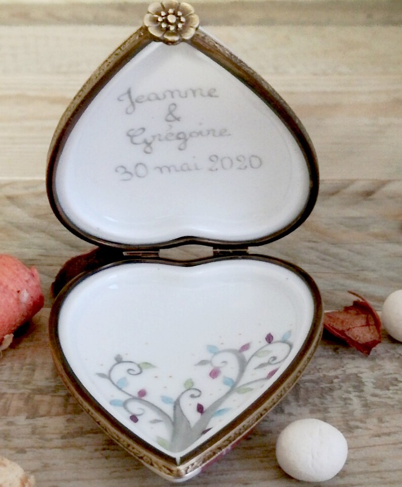 Porcelain heart box Tree of life personalized gift for wedding or engagement image 5