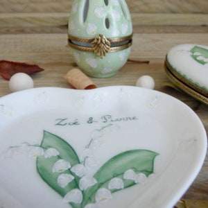 Small heart tray with lily of the valey flowers Limoges Porcelain image 2
