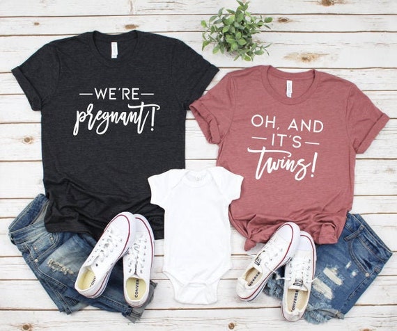 Twin Pregnancy Announcement Shirt Couples Pregnancy Announcement