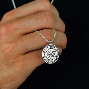 Rune heren zilveren ketting - Viking Travel Runes-hanger - Travel Runic-ketting sterlingzilver - Viking Compass-hanger Mans reiscadeau