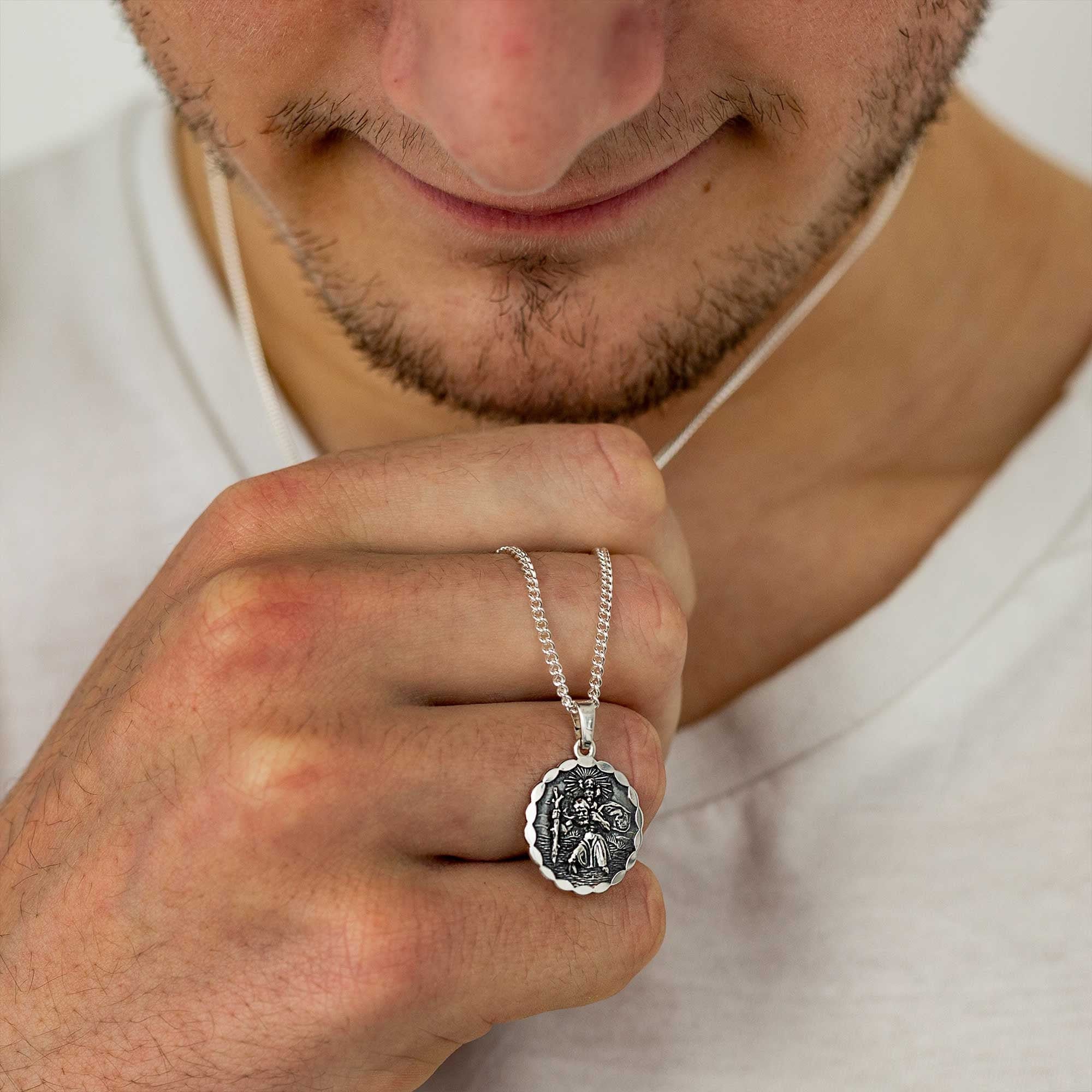 Silver St Christopher Necklace for Men 