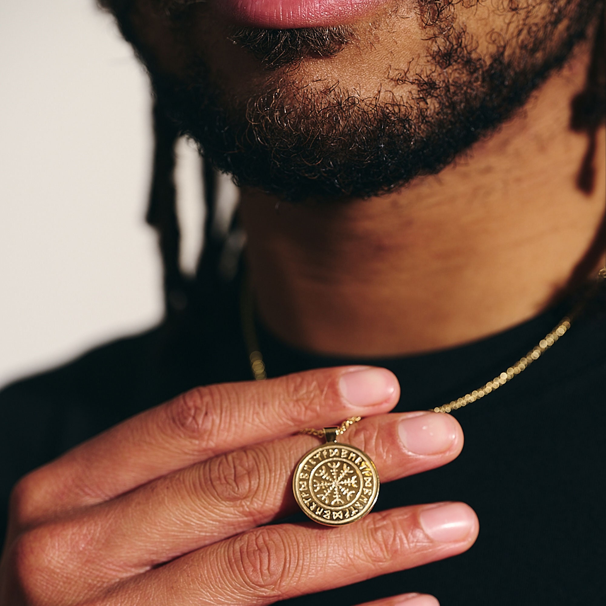 Travep Rune Solid Gold Rune Mens Necklace - Viking Travel Runes Pendant - Travel ...
