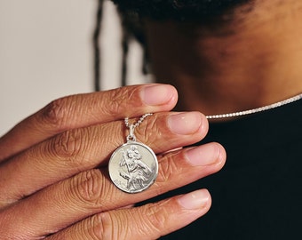 Silver St Christopher Travellers Prayer Medal - Saint Christopher